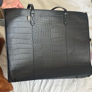 BEIS Black Croc-Embossed Tote Bag